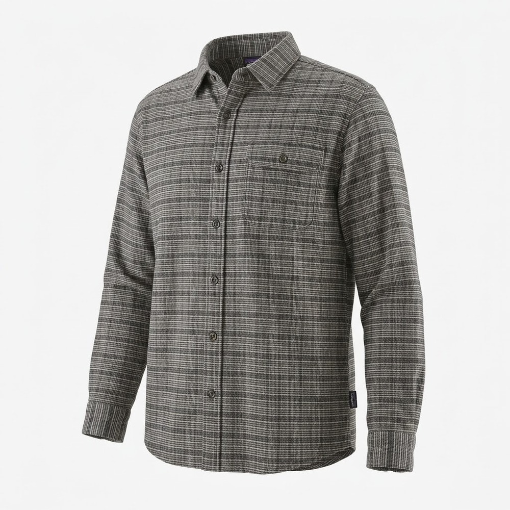 Patagonia Mens Gray Plaid Organic Cotton Fjord Flannel Shirt Large L Long Sleeve